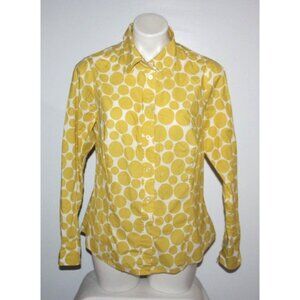 BODEN Women's Yellow & White Cotton Button Down Shirt Top Size 10